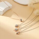 Rose Gold Two-Tone Clover & Heart Pendant Necklace | Tarnish-Resistant Stainless Steel Jewelry