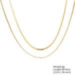 Minimalist Double Layer Herringbone & Box Chain Necklace | 18K Gold-Plated Stainless Steel Jewelry - Image 5