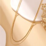 Minimalist Double Layer Herringbone & Box Chain Necklace | 18K Gold-Plated Stainless Steel Jewelry
