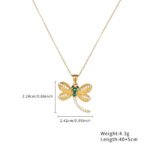 18K Gold-Plated CZ & Emerald Dragonfly Pendant Necklace | Hypoallergenic Stainless Steel Jewelry - Image 2