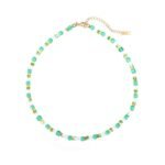 Colorful Square Natural Stone Beaded Necklace & Bracelet Set | Boho Summer Jewelry - Image 4
