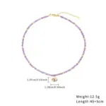 Natural Stone Evil Eye Beaded Choker Necklace | 18K Gold-Plated Stainless Steel Jewelry - Image 2
