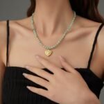 Amazonite Heart Pendant Necklace | 18K Gold-Plated Stainless Steel Boho Jewelry - Image 3