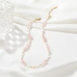 Freshwater Pearl & Rose Quartz Beaded Choker | 18K Gold-Plated Stainless Steel Jewelry