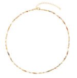 Natural Stone Flat Beaded Necklace | 18K Gold-Plated Stainless Steel Luxury Jewelry - Image 2
