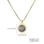 Vintage Map Globe Titanium Steel Pendant Necklace | 18K Gold-Plated Men's Jewelry - Image 3