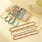 Natural Stone Beaded Necklace | 18K Gold-Plated Stainless Steel Boho Jewelry