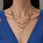 Natural Stone Evil Eye Pendant Beaded Necklace | 18K Gold-Plated Stainless Steel Jewelry - Image 2