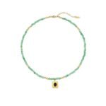 Bohemian Green Aventurine Beaded Necklace | 18K Gold-Plated Titanium Steel Jewelry