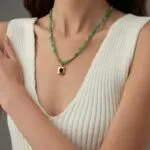 Bohemian Green Aventurine Beaded Necklace | 18K Gold-Plated Titanium Steel Jewelry - Image 4