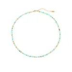 Natural Stone Beaded Choker Necklace | 18K Gold-Plated Titanium Steel Jewelry - Image 3