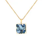Luxury Natural Stone Stainless Steel Necklace | 18K Gold-Plated Gemstone Pendant - Image 3