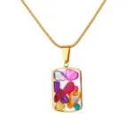 Luxury Natural Stone Stainless Steel Necklace | 18K Gold-Plated Gemstone Pendant - Image 2
